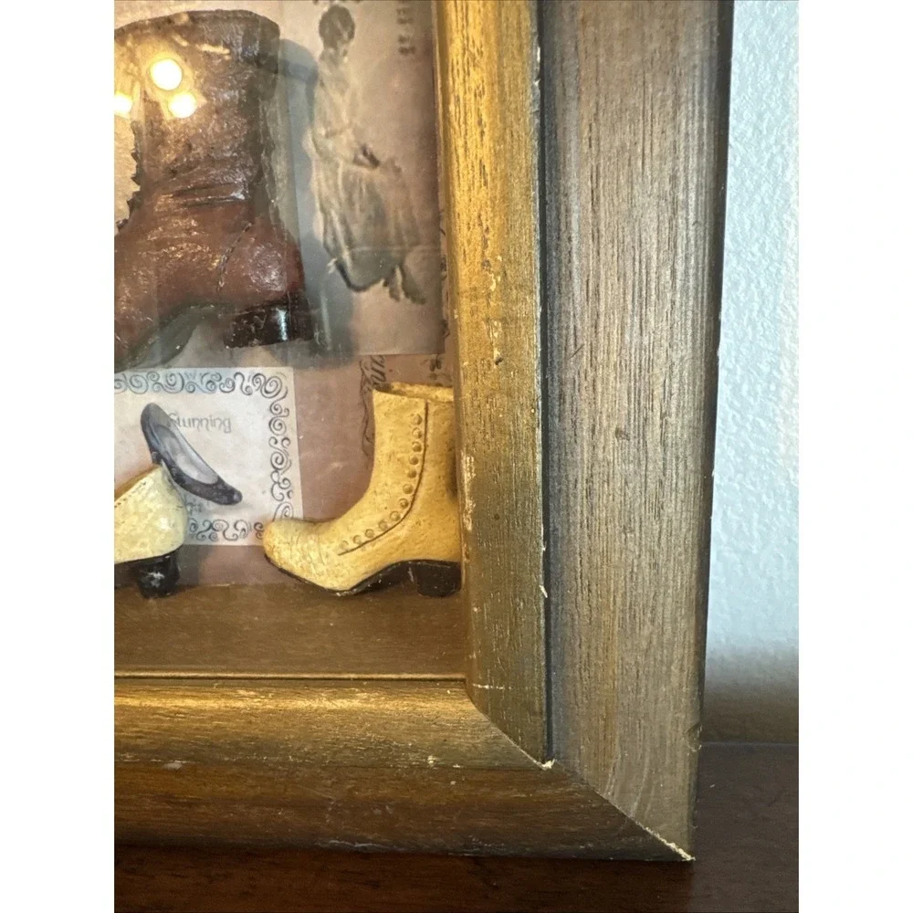 Arister Gifts Fashion Shoes Boots Framed Shadow Box 3D Diorama 10.5